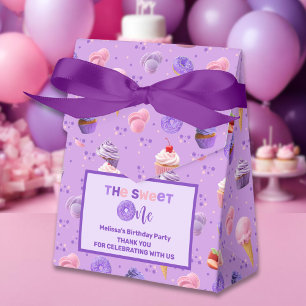 Cute Pink Purple Sweet One First Birthday  Favor Box