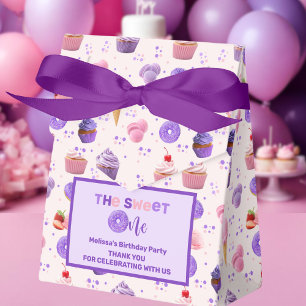 Cute Pink Purple Sweet One First Birthday  Favor Box
