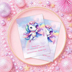 Cute Pink Purple Unicorn Magical Day Thank You Car Card