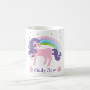 Cute Pink & Purple Unicorn & Rainbow Coffee Mug