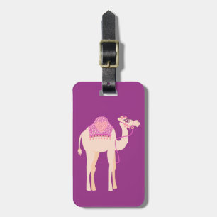 Cute pink purple whimsy camel custom luggage tag