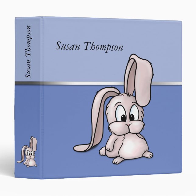Cute Pink Rabbit Cartoon Binder (Front/Spine)