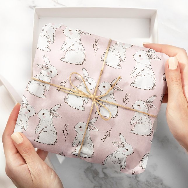 Cute Pink Rabbit Easter Pattern Wrapping Paper (Creator Uploaded)