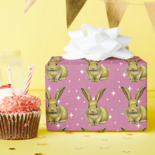 Cute Pink Rabbit Pattern Animal Wrapping Paper