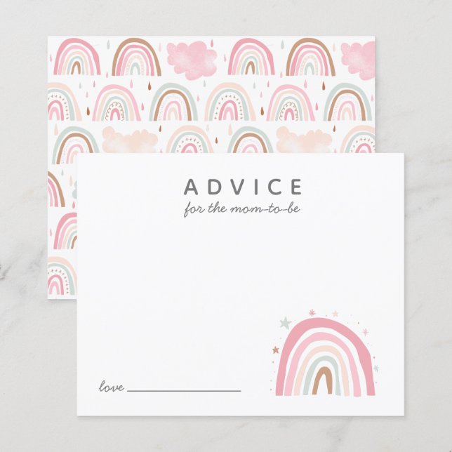 Cute Pink Rainbow Advice for Mommy Card (Front/Back)