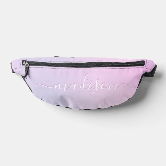 Cute Pink Rainbow Custom Name Fanny Pack (Lay Down)