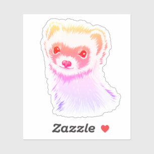 Cute Pink Rainbow Ferret - Girly Animal Illustrati