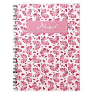 Cute Pink Rainbow & Hearts Pattern Kids  Notebook