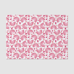 Cute Pink Rainbow & Hearts Pattern Kids Tissue Paper