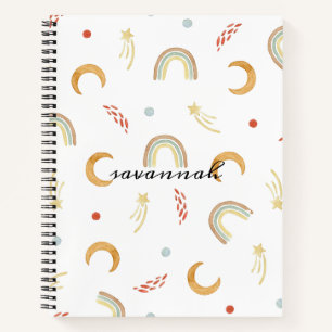 Cute Pink Rainbow Monogram Sketchbook Notebook