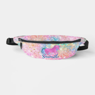 Cute Pink Rainbow unicorn Glitter Fanny Pack