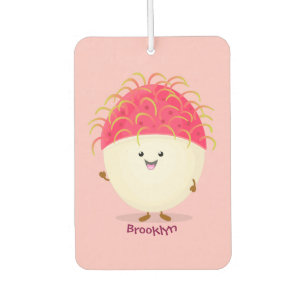 Cute pink rambutan cartoon illustration air freshener