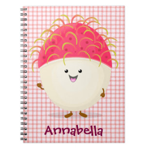 Cute pink rambutan cartoon illustration notebook