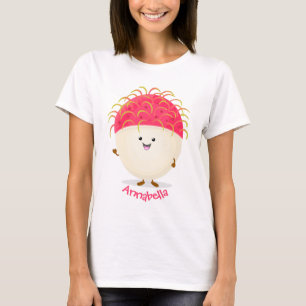 Cute pink rambutan cartoon illustration T-Shirt