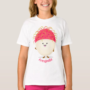 Cute pink rambutan cartoon illustration T-Shirt
