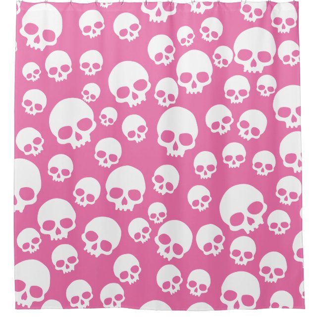 Cute Pink Random Skulls Pattern Shower Curtain (Front)