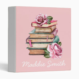 Cute pink reading books cute kids 3 ring binder