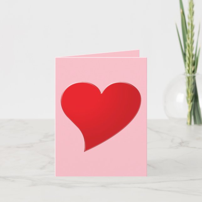 Cute pink red big heart custom text girly modern note card (Front)