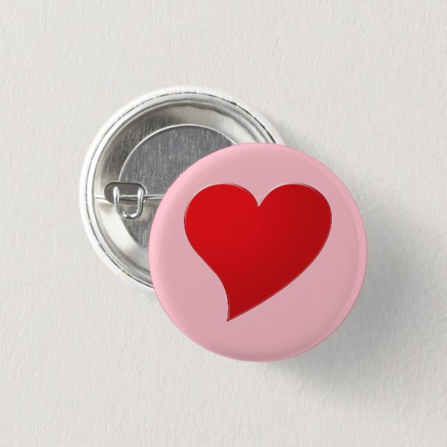 Cute pink red big heart modern girly Valentine’s 1 Inch Round Button (Front & Back)