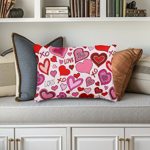 Cute Pink Red Hearts Blush Love Pattern Accent Pillow