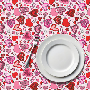 Cute Pink Red Hearts Blush Love Pattern Tablecloth