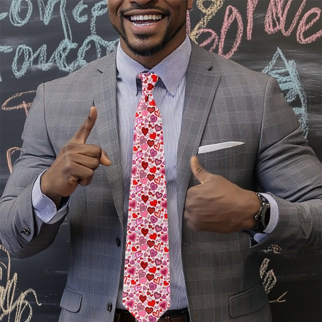 Cute Pink Red Hearts Blush Love Pattern Tie (Creator Uploaded)