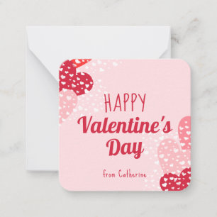 Cute Pink Red Hearts Happy Valentine's day Card