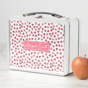 Cute Pink & Red Hearts Pattern Kids Lunch Box