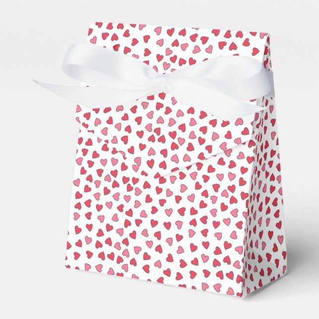 Cute Pink & Red Hearts Pattern Valentine's Day Favor Box (Front Side)