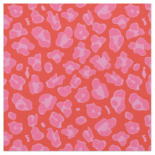 Cute Pink & Red Leopard Print Fabric