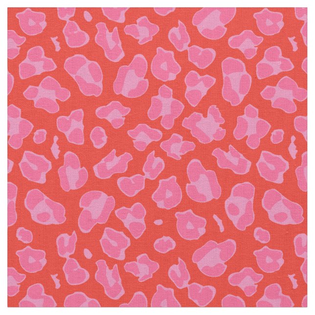 Cute Pink & Red Leopard Print Fabric (Close Up)