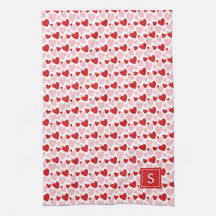 Cute Pink Red Speckled Heart Pattern Personalized Kitchen Towel