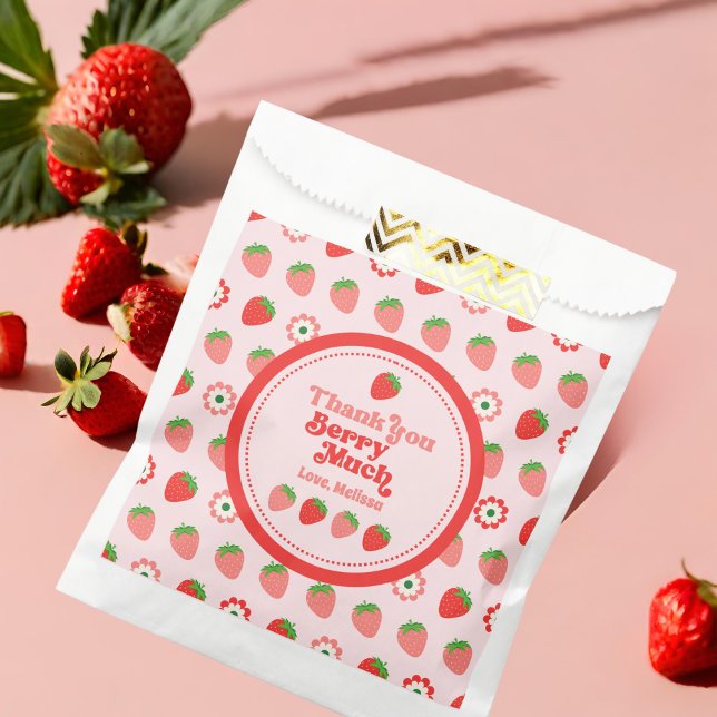 Cute Pink Red Thank You Berry Much Favour Bags (Creator Uploaded)
