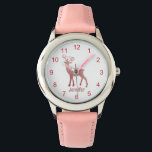 cute pink reindeer christmas personalized girl watch<br><div class="desc">cute pink reindeer christmas personalized girl Watch</div>