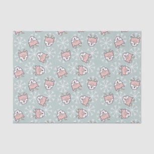 Cute Pink Reindeer Snowflake Kids Holiday   Tissue Paper