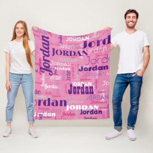 Cute Pink Repeating Name Pattern Modern Fleece Blanket