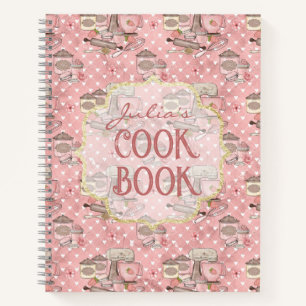 Cute Pink Retro Cook Book Personalized