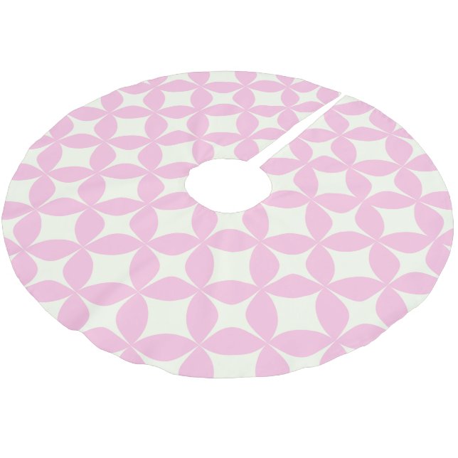 Cute Pink Retro Geometric Shapes Mid Mod Pattern Brushed Polyester Tree Skirt (Angled)