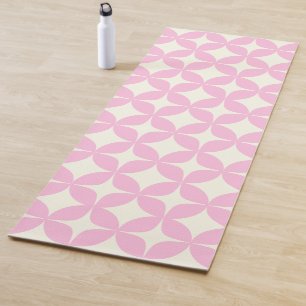 Cute Pink Retro Geometric Shapes Mid Mod Pattern Yoga Mat