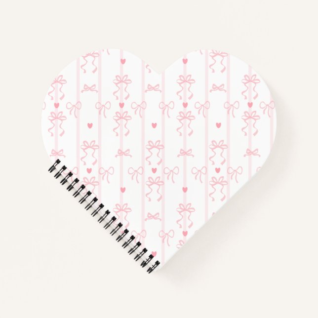 Cute Pink Ribbon & Bow Pattern Notebook (Front)