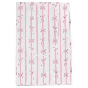 Cute Pink Ribbon Stripe Medium Gift Bag