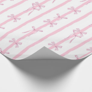 Cute Pink Ribbon Stripe Wrapping Paper