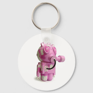 Cute Pink Robot Heart Keychain