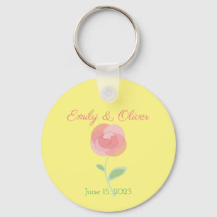 Cute pink rose design in a modern style keychain
