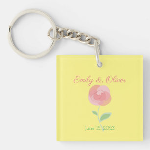 Cute pink rose design in a modern style keychain