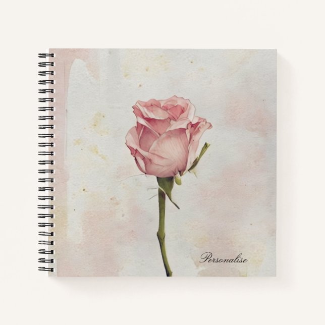 Cute Pink Rose Flower Floral Photo Journal (Front)