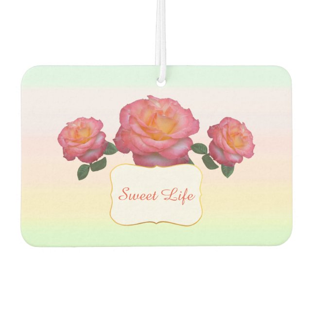 Cute Pink Rose Flowers Air Freshener (Front)