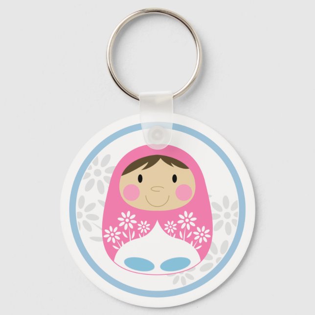 Cute Pink Russian Doll Keychain (Front)