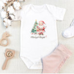 Cute Pink Santa and Christmas Tree Baby Bodysuit<br><div class="desc">Cute Pink Santa and Christmas Tree Baby Bodysuit</div>