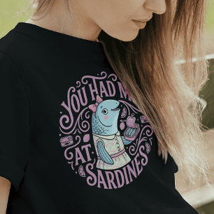 Cute Pink Sardines Cartoon Quote T-Shirt